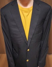 Brooks Brothers 1818 Regent Wool 38R Blazer Black Vitale Barberis Canonico Gold