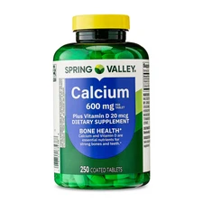 Spring Valley Calcium Supplement 600mg with Vitamin D 20mcg Bone Health 250-CT