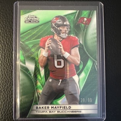 2025 Topps Chrome Black Baker Mayfield Green Refractor /99 Buccaneers #95