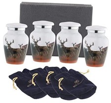 Keepsake Cremation Urn  Set of 4 Keepsake Small White Deer Print Urns