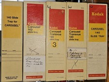 5-Kodak Carousel Transvue Slide Trays for 140 slides in Pre-owned.