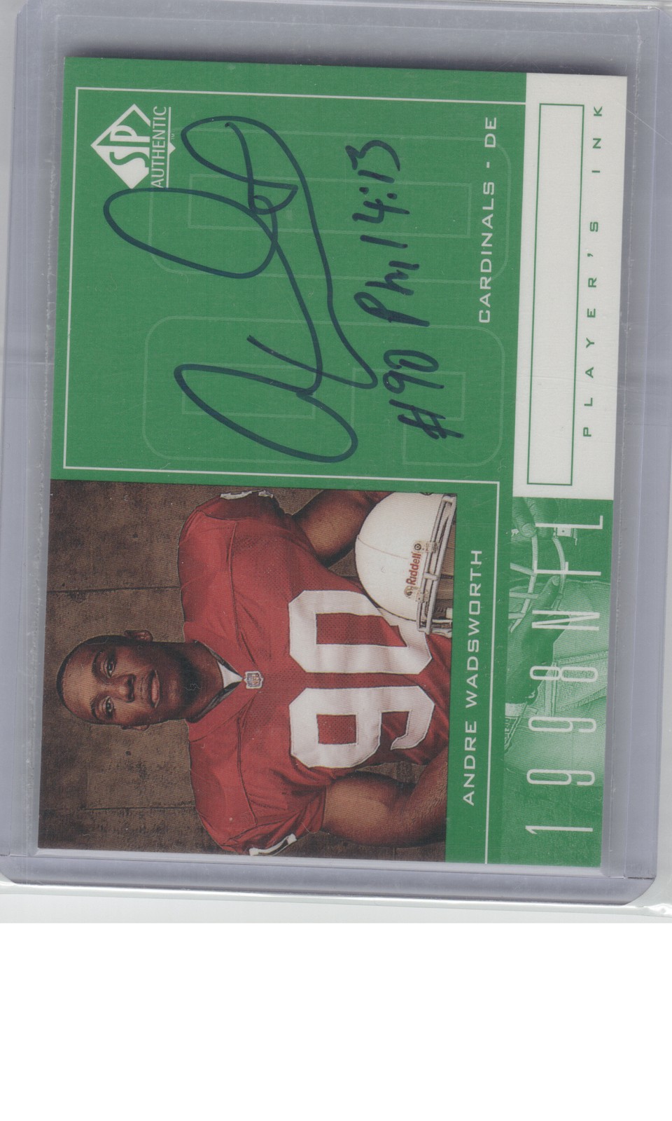 Andre Wadsworth SP Authentic Player's Ink #AW Green