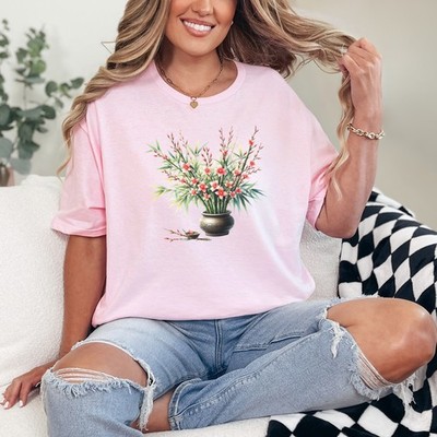 Floral Bambus Pflanze Damen Ring-Spun T-Shirt Natur Gartenarbeit Geschenk für Sie