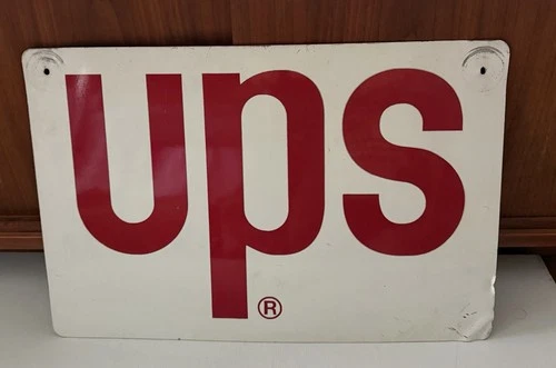 Vintage UPS United Parcel Service Aluminum Sign Industrial Red Logo