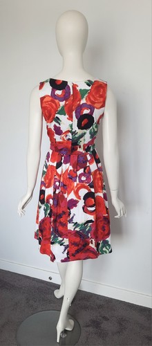 Timeless By Vanessa Tong Size 10 Red Floral Sleeveless Fit & Flare Dress - Bild 5 von 11