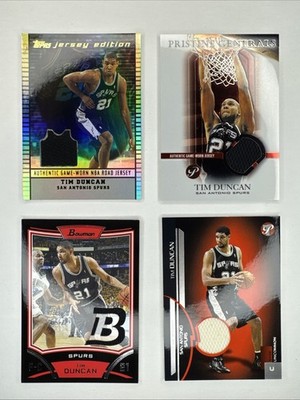 2003/05/08 Topps Tim Duncan Authentic Game Worn Patch Cards (Set of 4) Rare! 🔥 