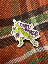 Enamel Pin Praying Mantis Brooch Girl Dinner Eating Man Leg Funny Feminism Gift