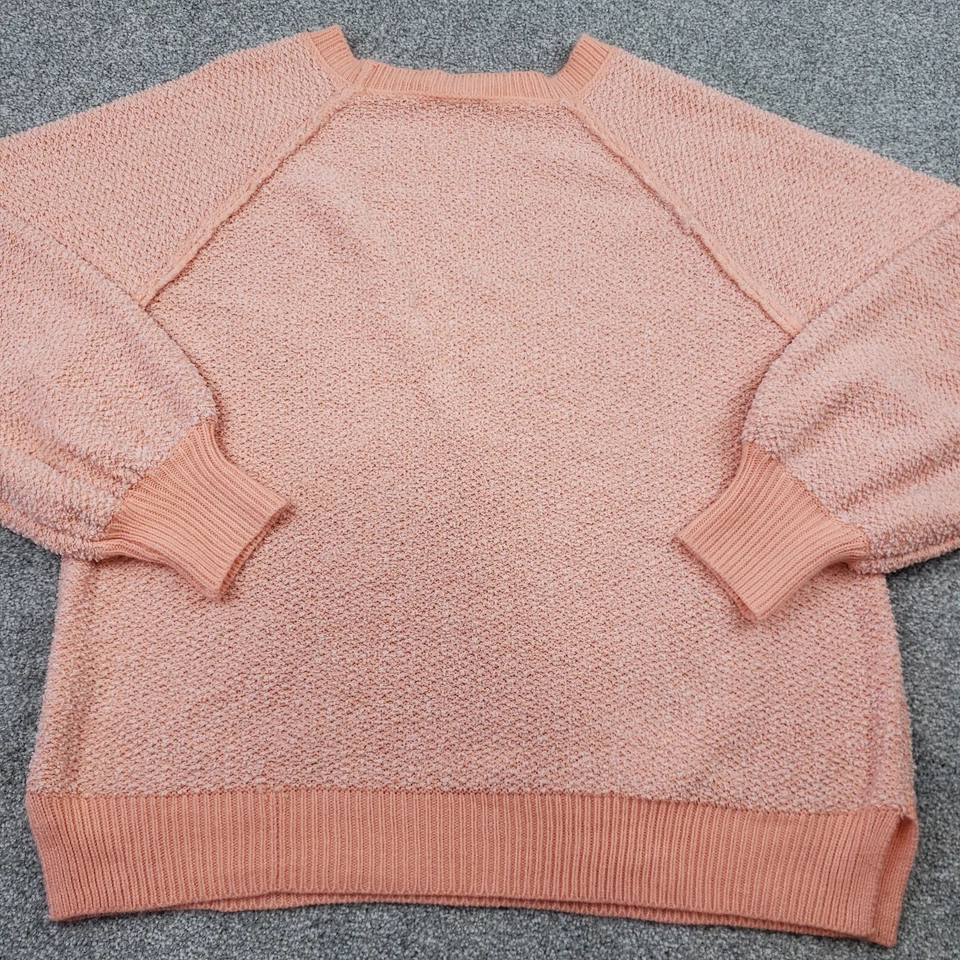 Suéter Pullover Hebilla BKE Para Mujer Manga Larga Neón Coral Nubby Talla Grande Foto 3 de 4