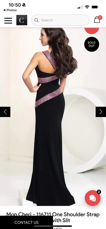 Tony Bowls 黑色粉色 4 码舞会礼服装饰单肩球衣 — 第 3/4 张图片