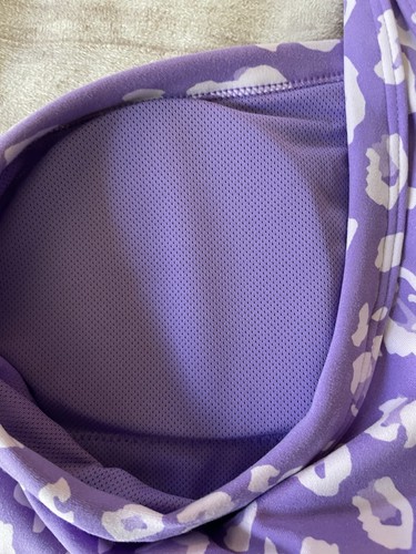 All In Motion One Shoulder Sports Bra Purple Leopard Animal Print Padded Sz S - Picture 4 of 6
