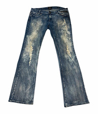 Vintage ReRock for Express Women?s Low Rise Bootcut Acid Wash Distressed Jeans 