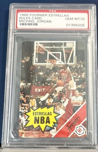 1988-89 FOURNIER ESTRELLAS RULES CARD MICHAEL JORDAN PSA 10