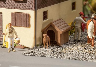 Faller HO Scale Scenery Accessory Kit Kennel (Doghouse) with Dog