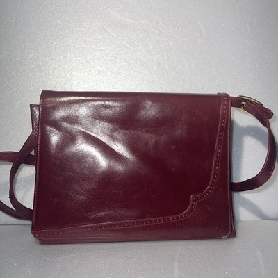 BALLY Vintage Handtasche Leder Tasche Weinrot Umhängetasche Crossbody Bastler 