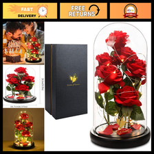 Valentine's Day Glass Rose Gift with LED Light - Romantic Flower for Her, Mom, W