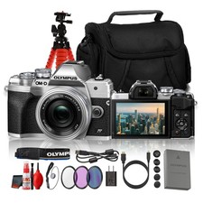 Olympus OM-D E-M10 Mark IV Silver 14-42mm Travel Bundle