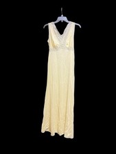 Vtg Vanity Fair Yellow Nightgown Dress Sz 32 Lace Silky