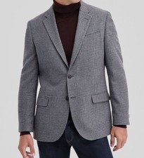 Nautica Men's Gray Plaid Modern-Fit Tweed Sport Coat Jacket Size 42L