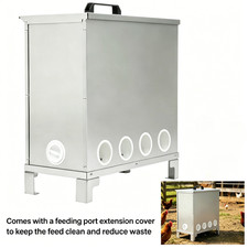 Automatic Chicken Feeder 85-120 lbs 10 Port Galvanized for Turkeys Quails Ducks