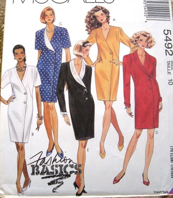 womens dress pattern sz 10 B32 semi fitted double breasted asymmetrical closing