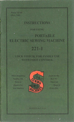 Singer Featherweight 221 221-1 Sewing Machine Owners Manual Feather Weight