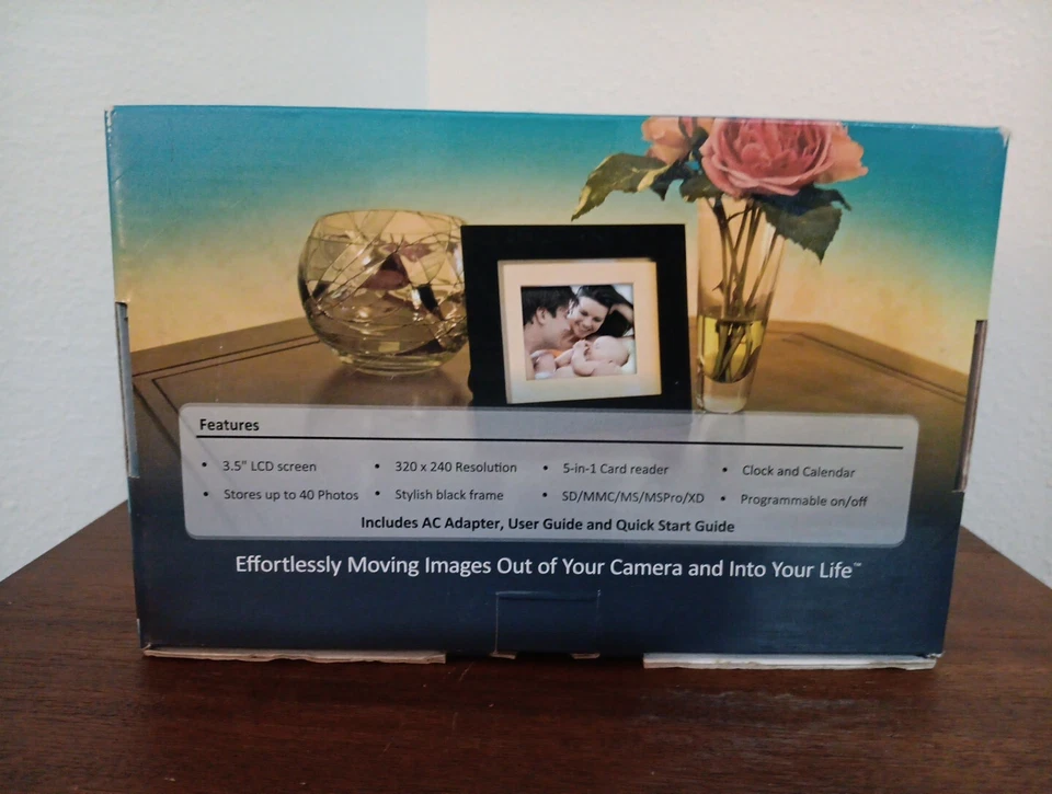 New In Box Pandigital 3.5” Digital Photo Frame, AC Adapter, USB Cable, Black - Image 2 of 4