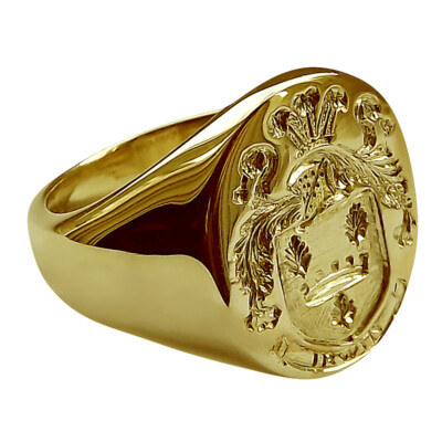 9ct Gelbgold Ihre Familie Crest Oval Signet Ringe nach Maß Gravur 20x16mm