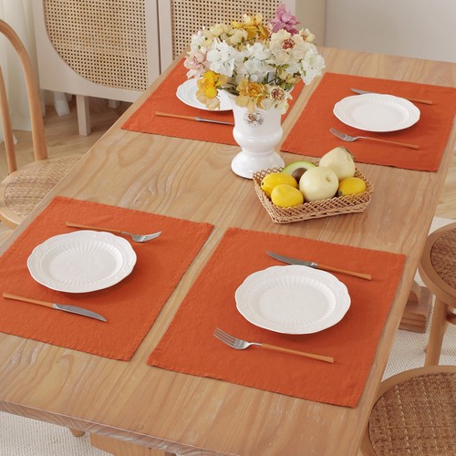 100% Pure Linen Natural Placemats 14 x 18 Inch Eco-Friendly Table Mats Set of 4 - Picture 12 of 37