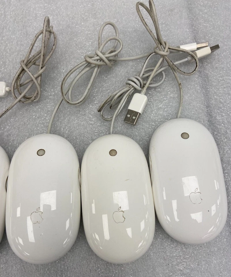 LOTE DE 5 Apple A1152 Ratón Blanco USB Ratón Óptico con Cable Genuino OEM Envío y devolución gratuitos Foto 3 de 4