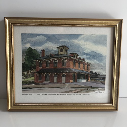 1976 CARL C H JOHNSON Watercolor Framed Signed Print Galena Illinois 