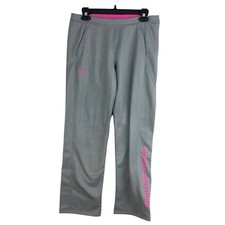 Under Armour ColdGear Storm Fleece Loose Sweat Pant Girls Kids Gray/Pink YXL NWT