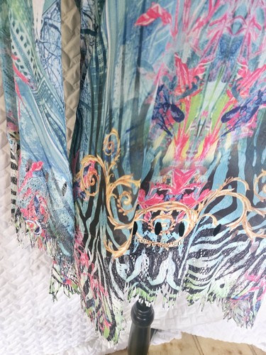 Mushka By Sienna Rose Boho Animal Print Top With Fringe Size Medium - Picture 2 of 4