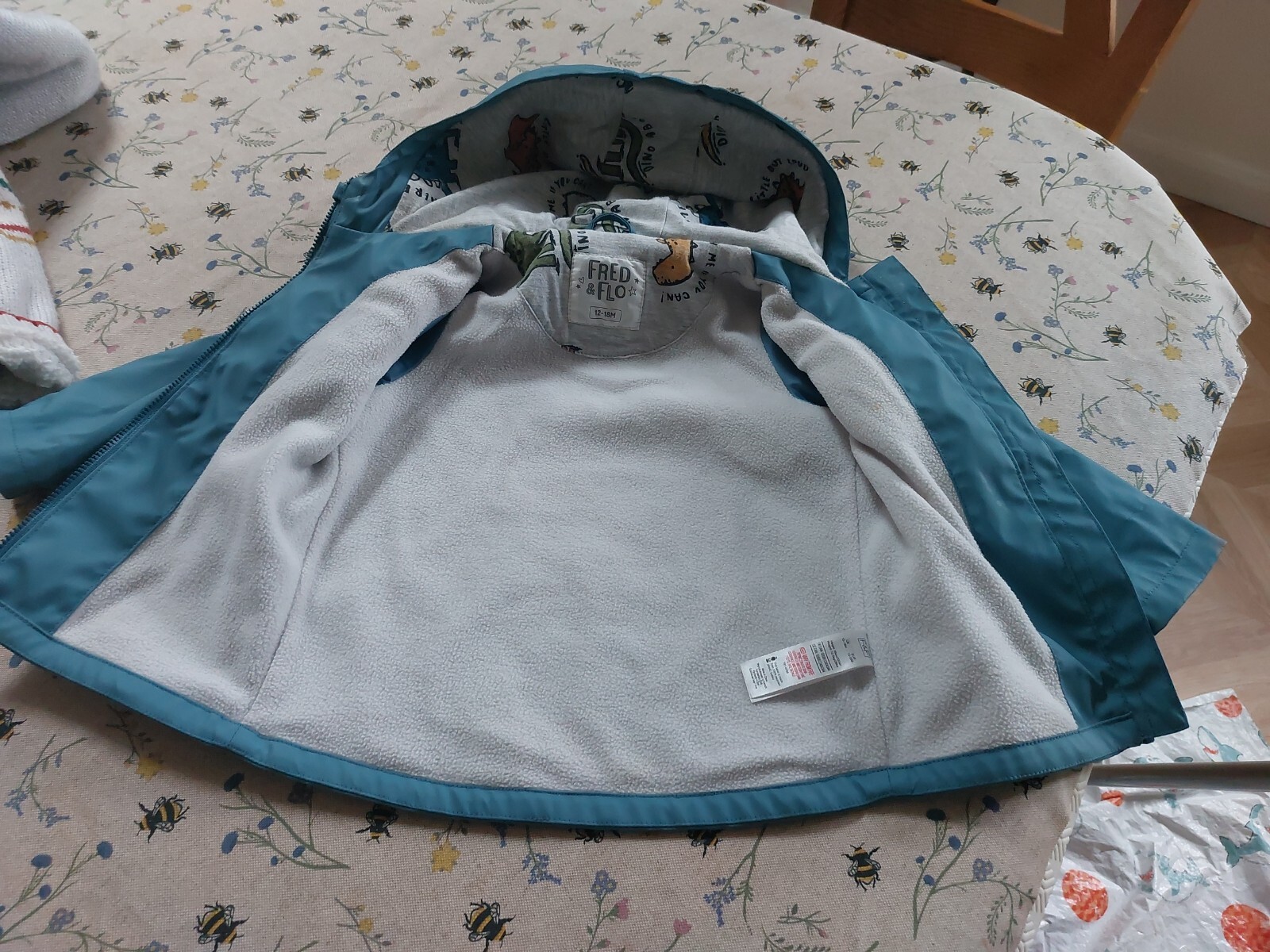 2 X BOY 1218 MONTHS. RAINCOAT, SOFT LINING & THICK FLEECE HOODIE