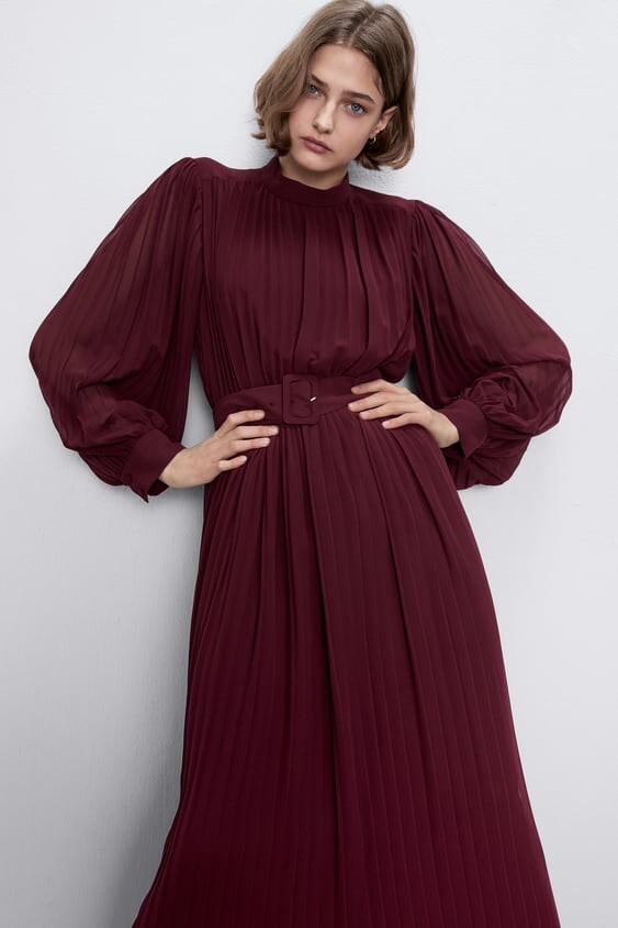 Zara Pleated Midi Dress | eBay