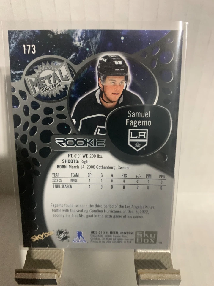 2022-23 Skybox Metal Universe Rookie Samuel Fagemo #173 Los Angeles Kings - Image 2 of 2