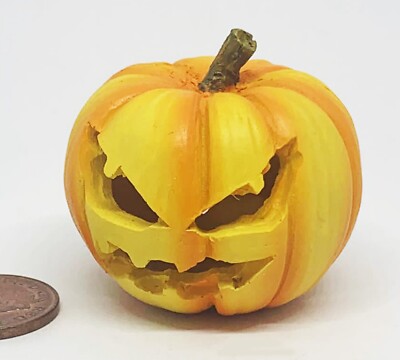 Puppenhaus geschnitzter Kürbis groß Resin Maßstab 1:12 Miniatur Halloween Tumdee