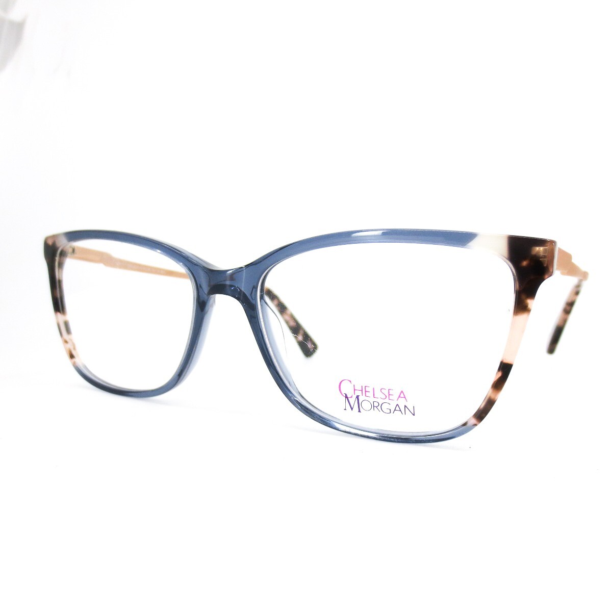 Chelsea Morgan CM20214 BLUE Eyeglasses Frames Black acetate metal 54-14-140