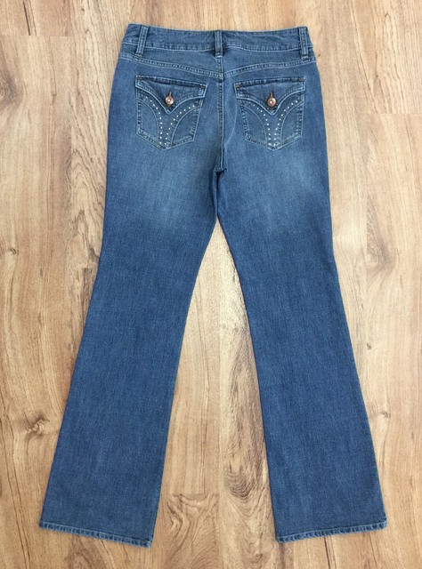 Apt 9 Maxwell Fit Boot Cut Sz 4 Jeans Stretch Denim Button Flap Back Pkt Women 4 | eBay