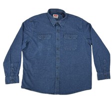 Wrangler Shirt Men's 2XL Blue Denim Flex For Comfort Long Sleeve Button Up