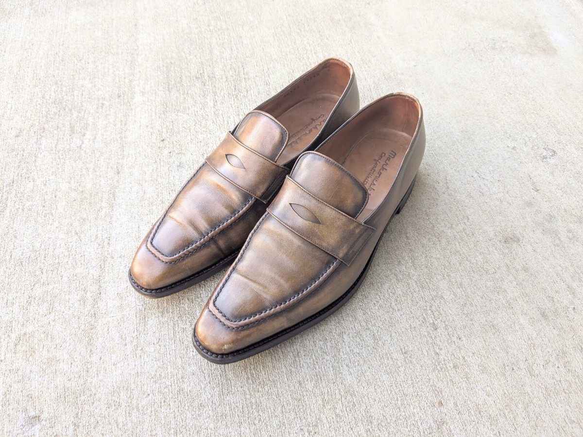 vtg Willis & Geiger Buffalo Leather Penny Loafers USA Mens 9.5 Brown Dress nwob Merritt Deerskin Leather Men main image 3