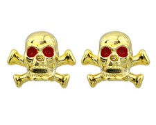 NEW! VINTAGE SKULL WITH BONES VALVE CAPS IN GOLD USED FOR SCHRADER VALVE.