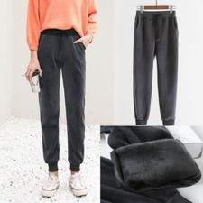 Lady Fleece Jogger Pants Thick Sweatpants Trousers Warm Casual with Pockets Soft