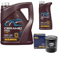 MotoröL Set Mannol 10W-40 Ceramic Pro 6 Liter + ÖLfilter FüR Land Rover Rover 45