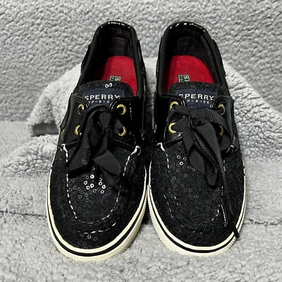 Sperry Top-Sider Boat Shoes Womens Black Sequin Casual
