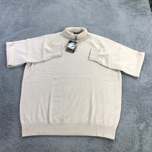 New State Cashmere Sweater Mens 2XL XXL Pullover Turtleneck Beige Preppy Casual - Picture 2 of 11