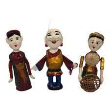 VIETNAMESE WATER PUPPETS SET OF 3 PULL STRING JOINTED