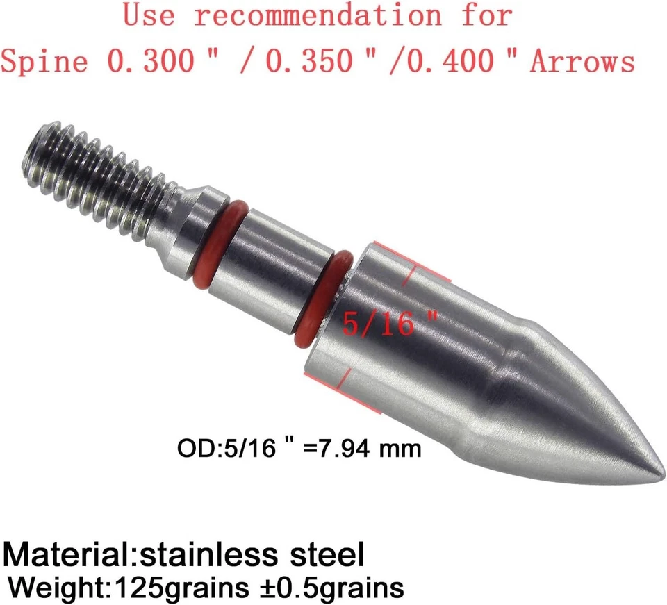 Stainless Steel Archery Field Points Set - 12PCS Precision Screws, 125 Grains - Image 4 of 4