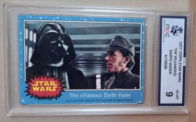 1977 TOPPS STAR WARS THE VILLAINOUS DARTH VADER #7 SERIES 1 ROOKIE CARD GRADED 9