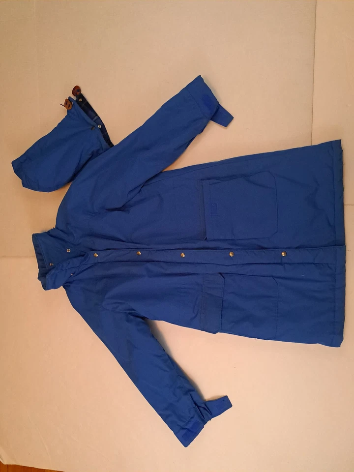 Vintage LL Bean USA Blue Wool Plaid Insulated Parka & hood  Jacket Button&Zip Lg - Image 4 of 4