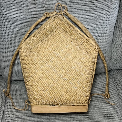 Pasiking Handmade Woven Bag Backpack Vintage Basket Tan Bamboo BOHO | eBay